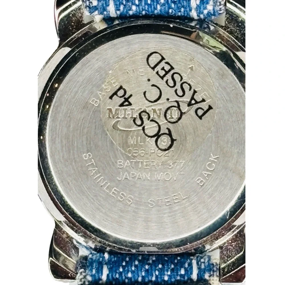 Y2K Milan II Blue Denim Embroidered Flower Strap Watch 056-PC Kids Girls